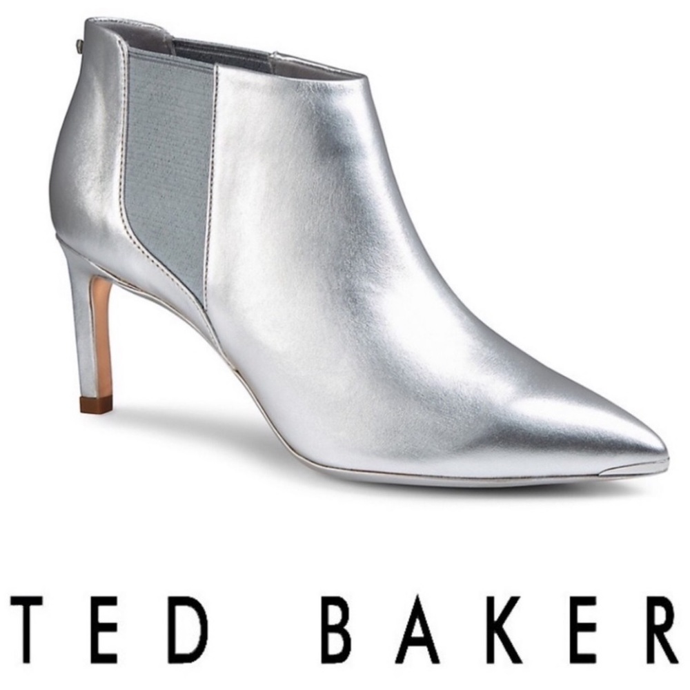 🎀NEW LEATHER BOOTIES METALLIC MOON TED BAKER NEW IN BOX UNWORN! 💕
